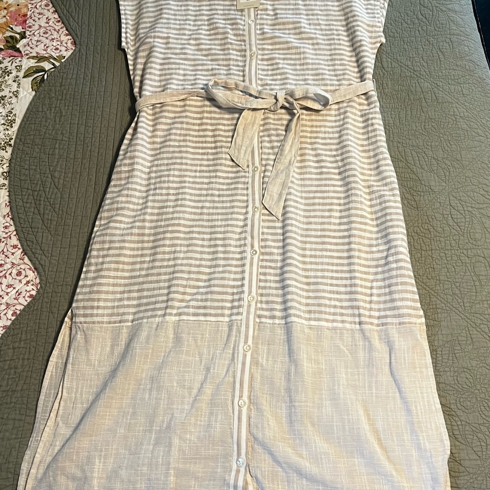 Lucky Brand Striped Maxi Dress - Cream and White NWT